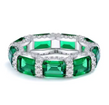 White Gold Emerald-Cut Vivid Emerald Eternity Band