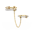 Two-Tone Mixed Metal Dual-Finger Linked Chain Ring