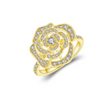 Gold Openwork Blooming Rose Filigree Cocktail Ring