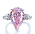 White Gold Three-Stone Pink Pear Solitaire Cocktail Ring