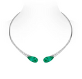 White Gold Open-Front Pear Emerald Collar Choker