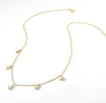 Gold Crystal Butterfly Charm Dangle Station Choker