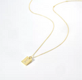 Gold Minimalist Rectangular Initial Dog Tag Pendant Necklace