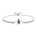 Sterling Silver Medallion Inlay Adjustable Box-Chain Tennis Bracelet